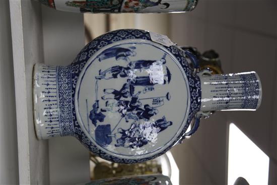 A large Chinese blue and white moon flask, late 19th century, 45cm